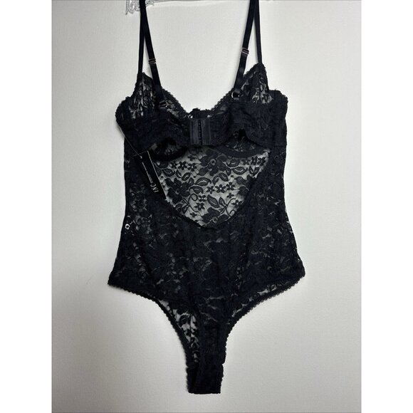 I.N.C. International Concepts Sheer Lace Cup Lingerie Bodysuit‎ Deep Black - Picture 5 of 8